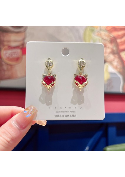 Hengshan Gümüş Iğne Seti Kedi Gözü Küpeler, Üst Düzey, Modaya Uygun ve Çok Yönlü, Hafif Lüks Küpeler, Sade ve Zarif Zirkon Küpeler (Yurt Dışından)