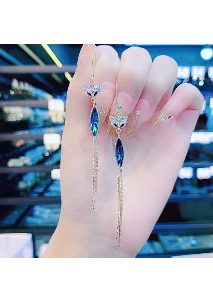 Hengshan Kadınlar Için Moda Mizaç Uzun Püskül Yaz Popüler Küpeler Süper Parlak Üst Düzey Hafif Lüks Küpeler (Yurt Dışından)