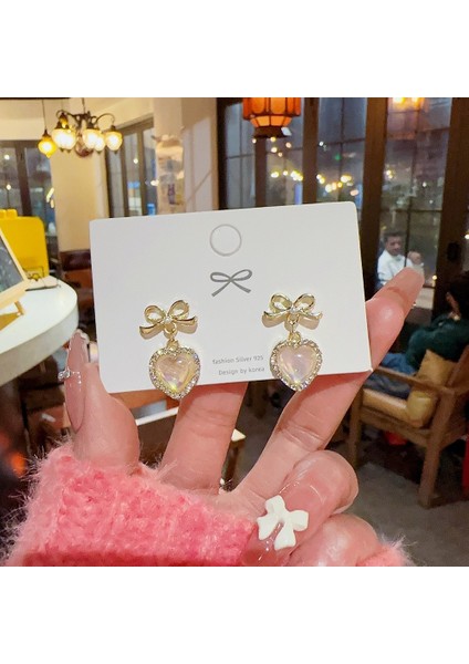 Hengshan 925 Gümüş Iğne Kore Tarzı Moda Inci Küpeler Niş Tasarım Içi Boş Kelebek Tatlı Pembe Çok Yönlü Küpe (Yurt Dışından)