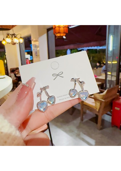 Hengshan 925 Gümüş Iğne Kore Tarzı Moda Inci Küpeler Niş Tasarım Içi Boş Kelebek Tatlı Pembe Çok Yönlü Küpe (Yurt Dışından)