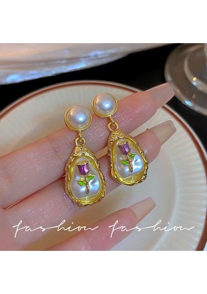 Hengshan S925 Gümüş Iğne Retro Fransız Inci Küpeleri, Üst Düzey, Çok Yönlü, Basit ve Kişiselleştirilmiş Küpeler (Yurt Dışından)