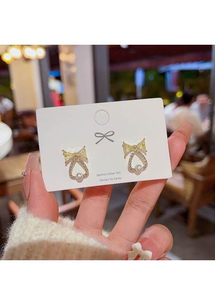 Hengshan 925 Gümüş Iğne Kore Tarzı Moda Inci Küpeler Niş Tasarım Içi Boş Kelebek Tatlı Pembe Çok Yönlü Küpe (Yurt Dışından)