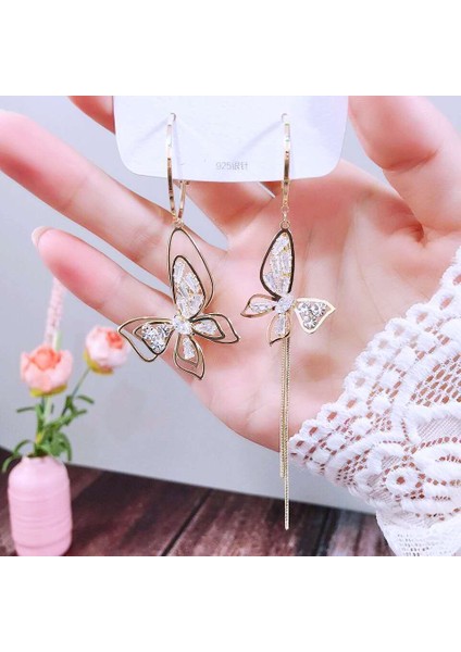 Hengshan Kadınlar Için Moda Mizaç Uzun Püskül Yaz Popüler Küpeler Süper Parlak Üst Düzey Hafif Lüks Küpeler (Yurt Dışından)