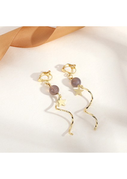 Hengshan Delici Olmadan Üçgen Püskül Kulak Klipsi, Üst Düzey Niş Edebi Retro Bayan Kulak Asılı Hafif Lüks Yüksek Kaliteli Küpeler (Yurt Dışından)