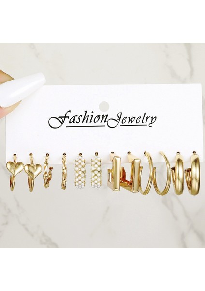 Hengshan Çok Satan Moda Avrupa ve Amerikan Tarzı Altın C-Şekilli Zincir Küpe Seti, Bayanlar Için Hafif Lüks ve Üst Düzey Küpeler (Yurt Dışından)