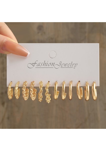 Hengshan Çok Satan Moda Avrupa ve Amerikan Tarzı Altın C-Şekilli Zincir Küpe Seti, Bayanlar Için Hafif Lüks ve Üst Düzey Küpeler (Yurt Dışından)