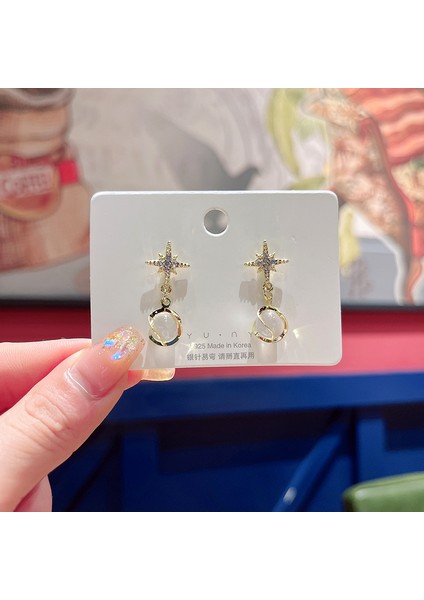 Hengshan Gümüş Iğne Seti Kedi Gözü Küpeler, Üst Düzey, Modaya Uygun ve Çok Yönlü, Hafif Lüks Küpeler, Sade ve Zarif Zirkon Küpeler (Yurt Dışından)