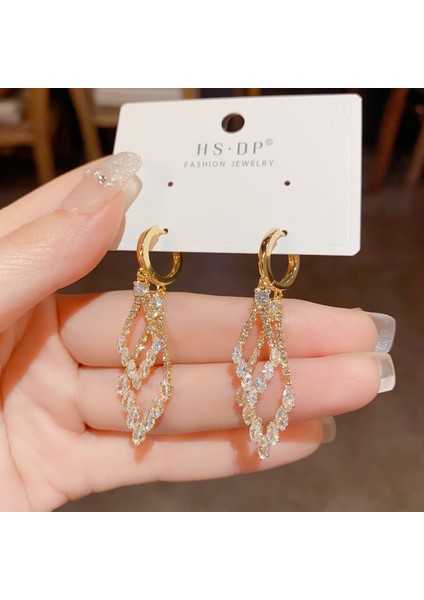 Hengshan Popüler 925 Gümüş Iğne Küpe Klasik Geometrik Uzun Püskül Küpe (Yurt Dışından)