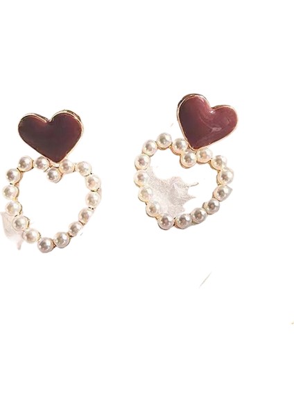 Hengshan Kore Tarzı Kamelya Tarzı Delinmemiş Küpe Inci Çiçek Dama Tahtası Elmas Küpe Kadınlar Için (Yurt Dışından)