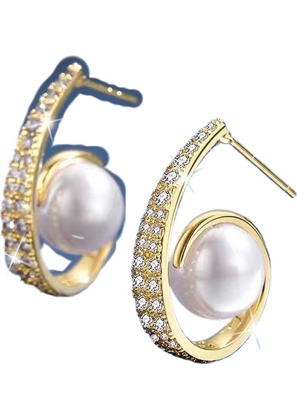 Hengshan Kadınlar Için Yeni Mizaç Moda Geometrik Saplama Küpeler 925 Gümüş Iğne Basit Işık Lüks Küpe (Yurt Dışından)