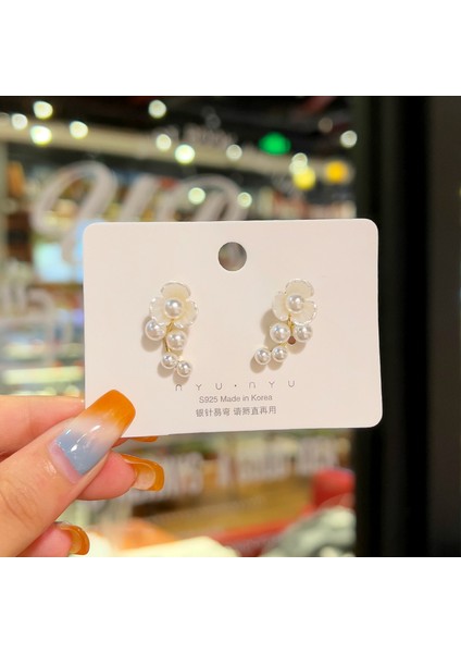 Hengshan Xiaoxiang Inci Küpeler Niş Retro Küpeler S925 Gümüş Iğne Küpeler Üst Seviye Bayan Küpeleri (Yurt Dışından)