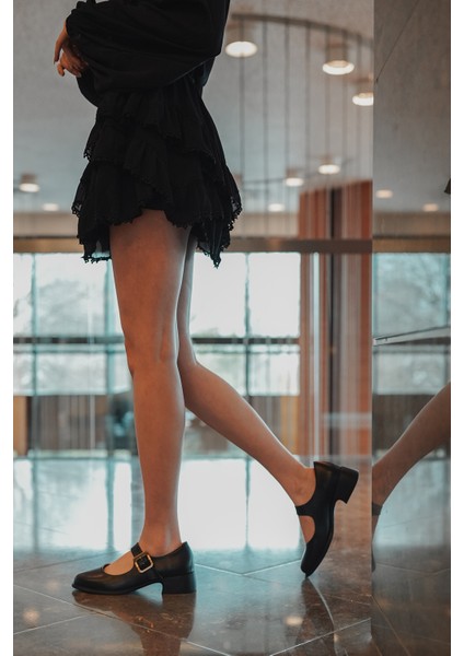 Kadın Tokalı Kalın Topuk Günlük Ayakkabı Loafer Meniz