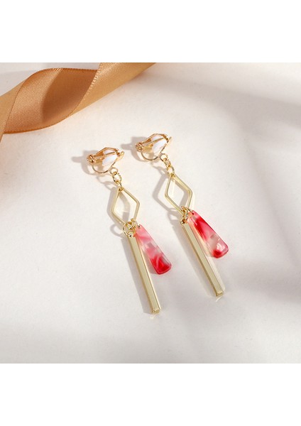 Hengshan Delici Olmadan Üçgen Püskül Kulak Klipsi, Üst Düzey Niş Edebi Retro Bayan Kulak Asılı Hafif Lüks Yüksek Kaliteli Küpeler (Yurt Dışından)