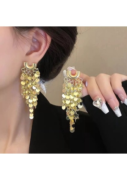 Hengshan Üst Düzey ve Atmosferik Internet Ünlü Mizaç Küpeleri Avrupa ve Amerikan Modası Abartılı Elmas Taklidi Uzun Püskül Küpeler (Yurt Dışından)