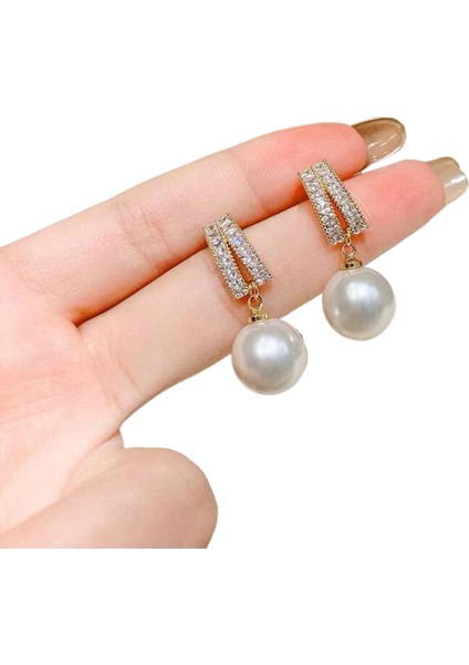 Hengshan Kore Tarzı Kamelya Tarzı Delinmemiş Küpe Inci Çiçek Dama Tahtası Elmas Küpe Kadınlar Için (Yurt Dışından)