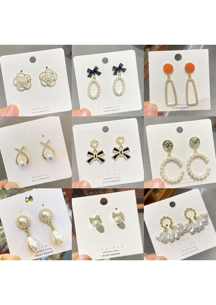 Hengshan Xiaoxiang Inci Küpeler Niş Retro Küpeler S925 Gümüş Iğne Küpeler Üst Seviye Bayan Küpeleri (Yurt Dışından) modelleri