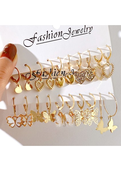 Hengshan Çok Satan Moda Avrupa ve Amerikan Tarzı Altın C-Şekilli Zincir Küpe Seti, Bayanlar Için Hafif Lüks ve Üst Düzey Küpeler (Yurt Dışından)