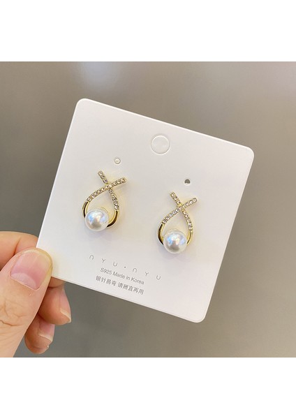 Hengshan Xiaoxiang Inci Küpeler Niş Retro Küpeler S925 Gümüş Iğne Küpeler Üst Seviye Bayan Küpeleri (Yurt Dışından)