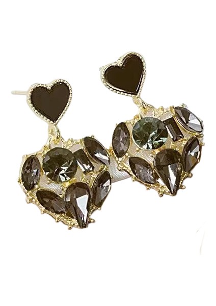 Hengshan Kore Tarzı Kamelya Tarzı Delinmemiş Küpe Inci Çiçek Dama Tahtası Elmas Küpe Kadınlar Için (Yurt Dışından)