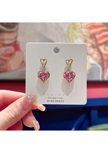 Hengshan Gümüş Iğne Seti Kedi Gözü Küpeler, Üst Düzey, Modaya Uygun ve Çok Yönlü, Hafif Lüks Küpeler, Sade ve Zarif Zirkon Küpeler (Yurt Dışından)