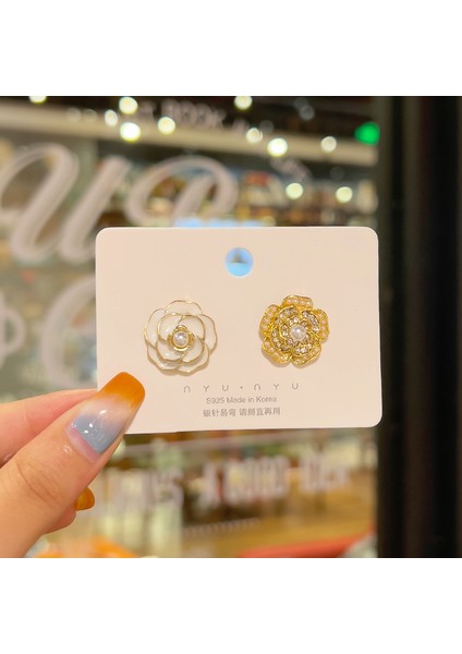 Hengshan Xiaoxiang Inci Küpeler Niş Retro Küpeler S925 Gümüş Iğne Küpeler Üst Seviye Bayan Küpeleri (Yurt Dışından)