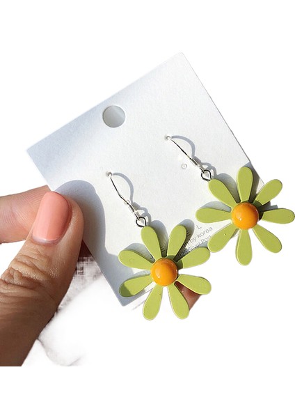 Hengshan Kore Tarzı Kamelya Tarzı Delinmemiş Küpe Inci Çiçek Dama Tahtası Elmas Küpe Kadınlar Için (Yurt Dışından)