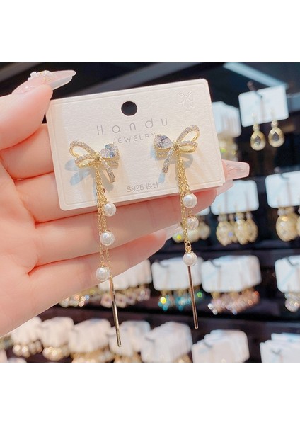 Hengshan Popüler 925 Gümüş Iğne Küpe Klasik Geometrik Uzun Püskül Küpe (Yurt Dışından)