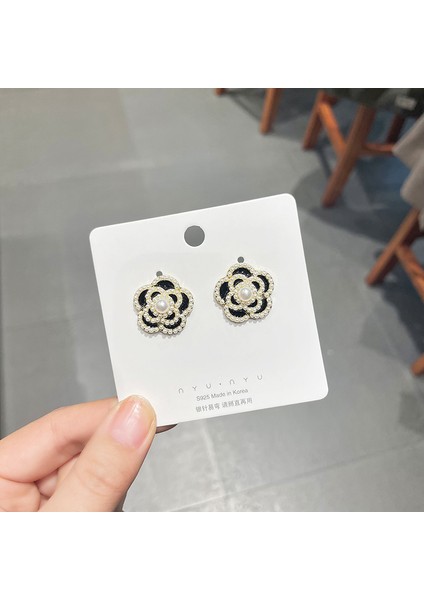 Hengshan Xiaoxiang Inci Küpeler Niş Retro Küpeler S925 Gümüş Iğne Küpeler Üst Seviye Bayan Küpeleri (Yurt Dışından)