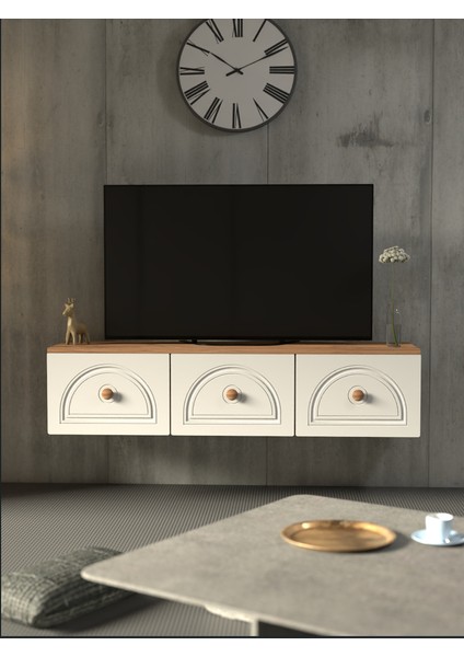 Bohem 135 cm 3 Kapaklı Duvar Tv Ünitesi Mdf Kapak