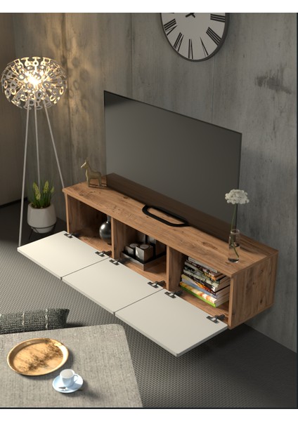 Bohem 135 cm 3 Kapaklı Duvar Tv Ünitesi Mdf Kapak