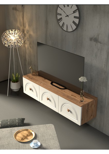Bohem 135 cm 3 Kapaklı Duvar Tv Ünitesi Mdf Kapak