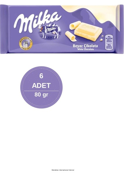 Beyaz Tablet Çikolata 80 gr – 6 adet