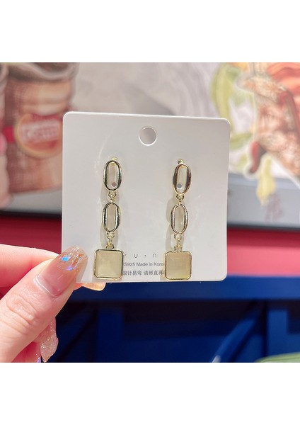 Hengshan Gümüş Iğne Seti Kedi Gözü Küpeler, Üst Düzey, Modaya Uygun ve Çok Yönlü, Hafif Lüks Küpeler, Sade ve Zarif Zirkon Küpeler (Yurt Dışından)