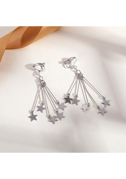 Hengshan Delici Olmadan Üçgen Püskül Kulak Klipsi, Üst Düzey Niş Edebi Retro Bayan Kulak Asılı Hafif Lüks Yüksek Kaliteli Küpeler (Yurt Dışından)