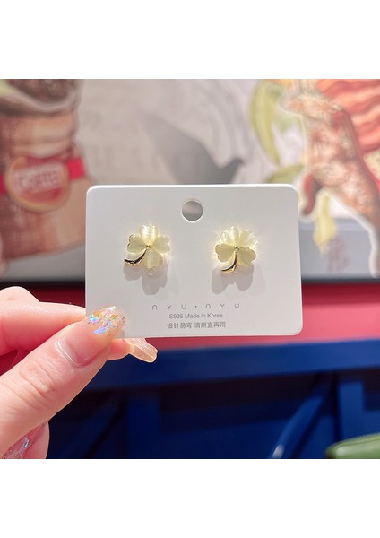 Hengshan Gümüş Iğne Seti Kedi Gözü Küpeler, Üst Düzey, Modaya Uygun ve Çok Yönlü, Hafif Lüks Küpeler, Sade ve Zarif Zirkon Küpeler (Yurt Dışından)