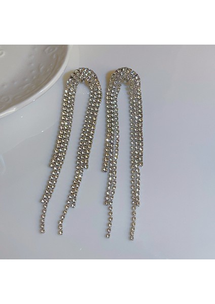 Hengshan Delici Olmadan Üçgen Püskül Kulak Klipsi, Üst Düzey Niş Edebi Retro Bayan Kulak Asılı Hafif Lüks Yüksek Kaliteli Küpeler (Yurt Dışından)