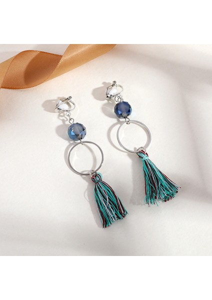 Hengshan Delici Olmadan Üçgen Püskül Kulak Klipsi, Üst Düzey Niş Edebi Retro Bayan Kulak Asılı Hafif Lüks Yüksek Kaliteli Küpeler (Yurt Dışından)