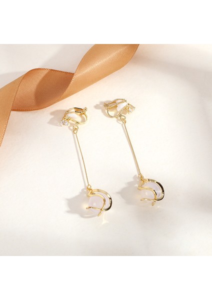 Hengshan Delici Olmadan Üçgen Püskül Kulak Klipsi, Üst Düzey Niş Edebi Retro Bayan Kulak Asılı Hafif Lüks Yüksek Kaliteli Küpeler (Yurt Dışından)