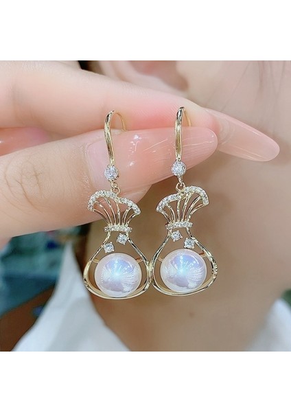 Hengshan Moda Kedi Gözü Elmas Küpe Kadın Ilkbahar ve Yaz Ince Yeni Stil Işık Lüks High-End Küpe (Yurt Dışından)