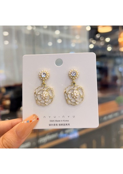 Hengshan Xiaoxiang Inci Küpeler Niş Retro Küpeler S925 Gümüş Iğne Küpeler Üst Seviye Bayan Küpeleri (Yurt Dışından)