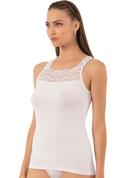 Özkan 25594 Kadın Pamuklu Modal Önü Dantel Detaylı Esnek Rahat Kalın Askılı Atlet modelleri