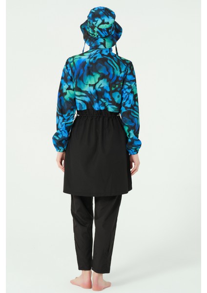 Crop Görünümlü Şapkalı Tesettür Mayo