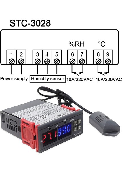 Dijital Sıcaklık Nem Kontrol Röle Sensörlü 110-220V (Yurt Dışından)
