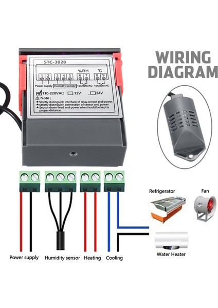 Dijital Sıcaklık Nem Kontrol Röle Sensörlü 110-220V (Yurt Dışından)