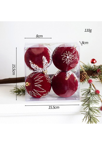 Noel Ağacı Süsleme Topu Noel Boyalı Top Akın Koyu Kırmızı Noel Topu Inci Dıy Asılı Dekorasyon Sahne Düzeni (Yurt Dışından)