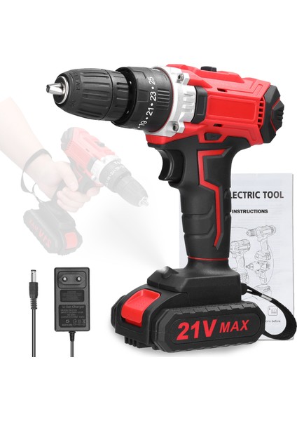 21V Fırçasız Motor Elektrikli Matkap Lityum Pil Ayarlanabilir Tork (Yurt Dışından)