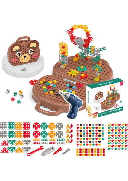 Çocuk Elektrikli Matkap ve Vidalı Puzzle Eğitici Oyuncak Seti (Yurt Dışından)