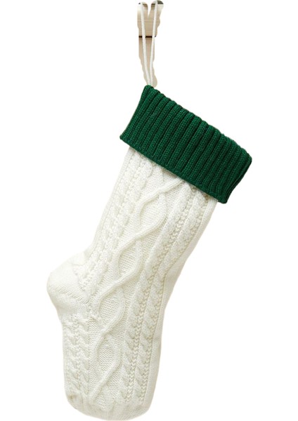Colorblock Örme Kırmızı ve Beyaz Çoraplar Noel Süsleri Noel Ağacı Kolye Çocuk Başucu Hediye Çantası Küçük Kolye (Yurt Dışından)
