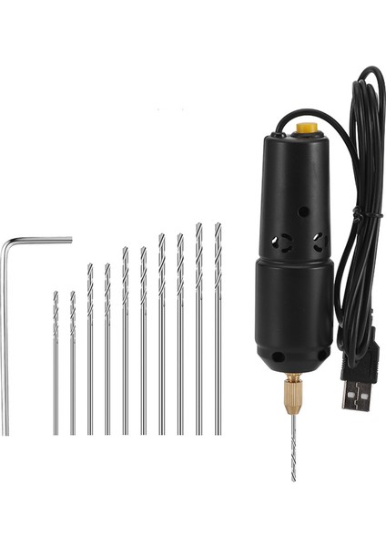 Elektrikli Mini Matkap Seti 10 Parça Uç Takı Dıy Reçine Ahşap Siyah (Yurt Dışından)