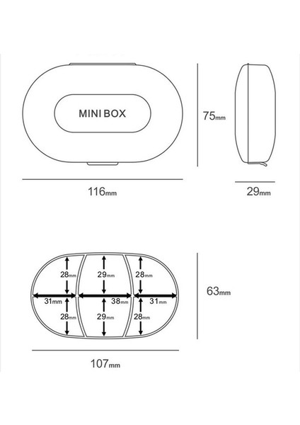 Mini Büyük Kapasiteli 7 Günlük Ilaç Saklama Kutusuna Bölünmüş Küçük Ilaç Kutusu (Yurt Dışından) modelleri